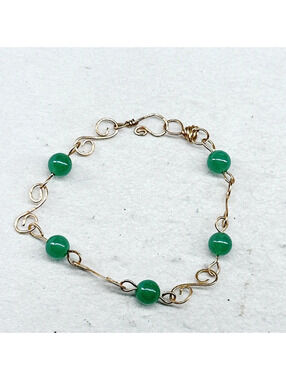 3021u. Natural Stone Swirl Bracelet Green